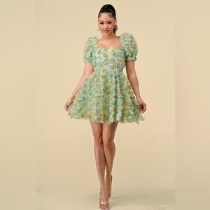 Chic Floral Puff Sleeve Mini Dress